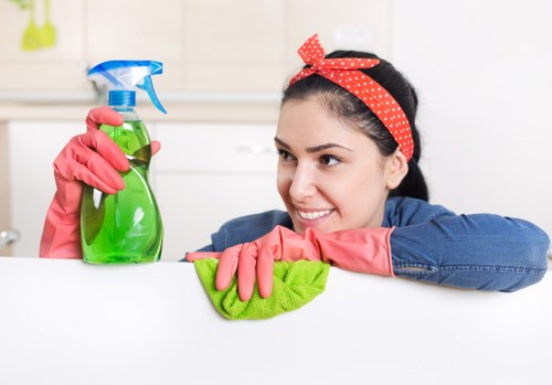 Local sofa cleaning technician treating stains on a sofa